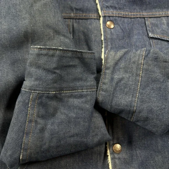 Vintage‎ Dickies Sherpa Lined Denim Jean Jacket Western Trucker Coat Mens Small
